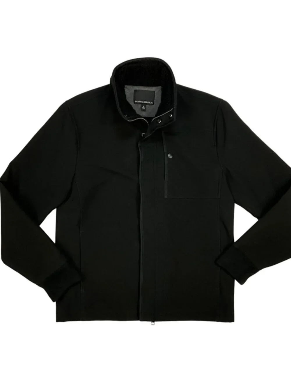 Banana Republic Softshell Jacket S Black Mockneck Preppy Fall Fashion